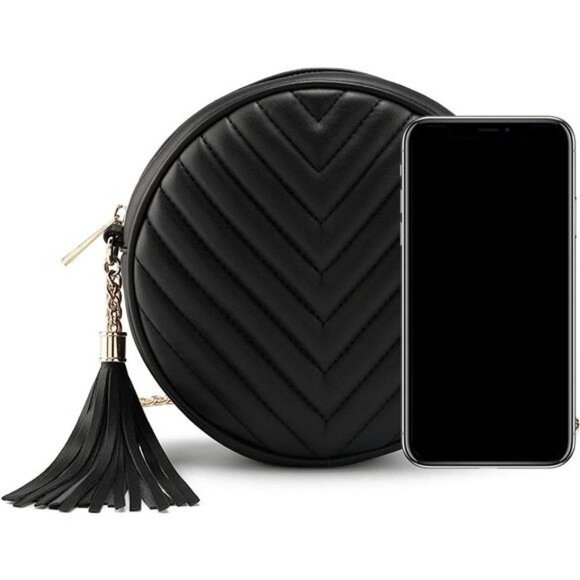 Shoulder Bag Circle Tassel Purse Clutch PU leather Handbag Wallet With Chain - Picture 6 of 6